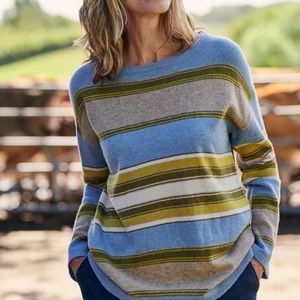 NWT Woolovers Multi Stripe Merino Wool Sweater